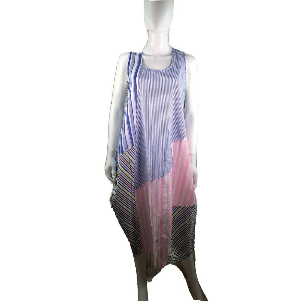 Athena Marie‎ sz large patch madras sleeveless dr